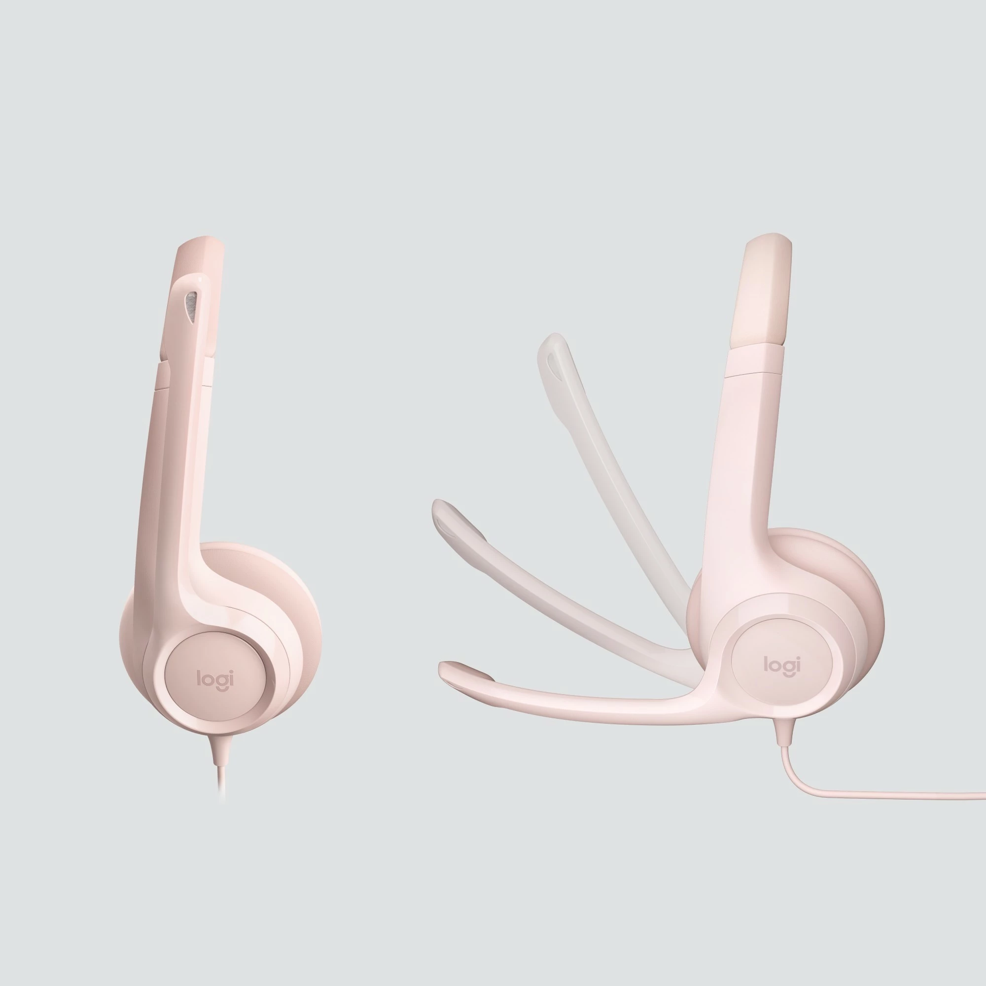 Kabelske slušalke z mikrofonom, Logitech H390, USB-A, roza