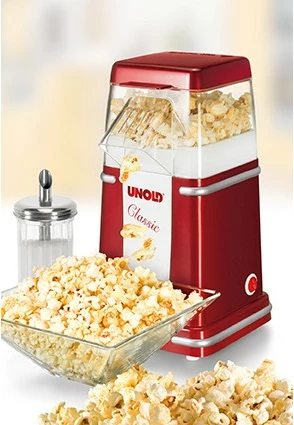 Klasčen aparat za pokovko UNOLD 48525 Popcornmaker Classic, 900 W, rdeče/belo/srebrn