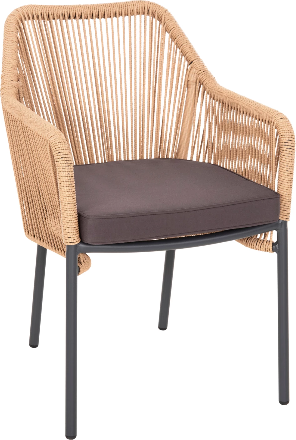 Aluminijasti naslanjač FH5855.02 oglje siva z vrvjo iz ratana PE 56x66x82