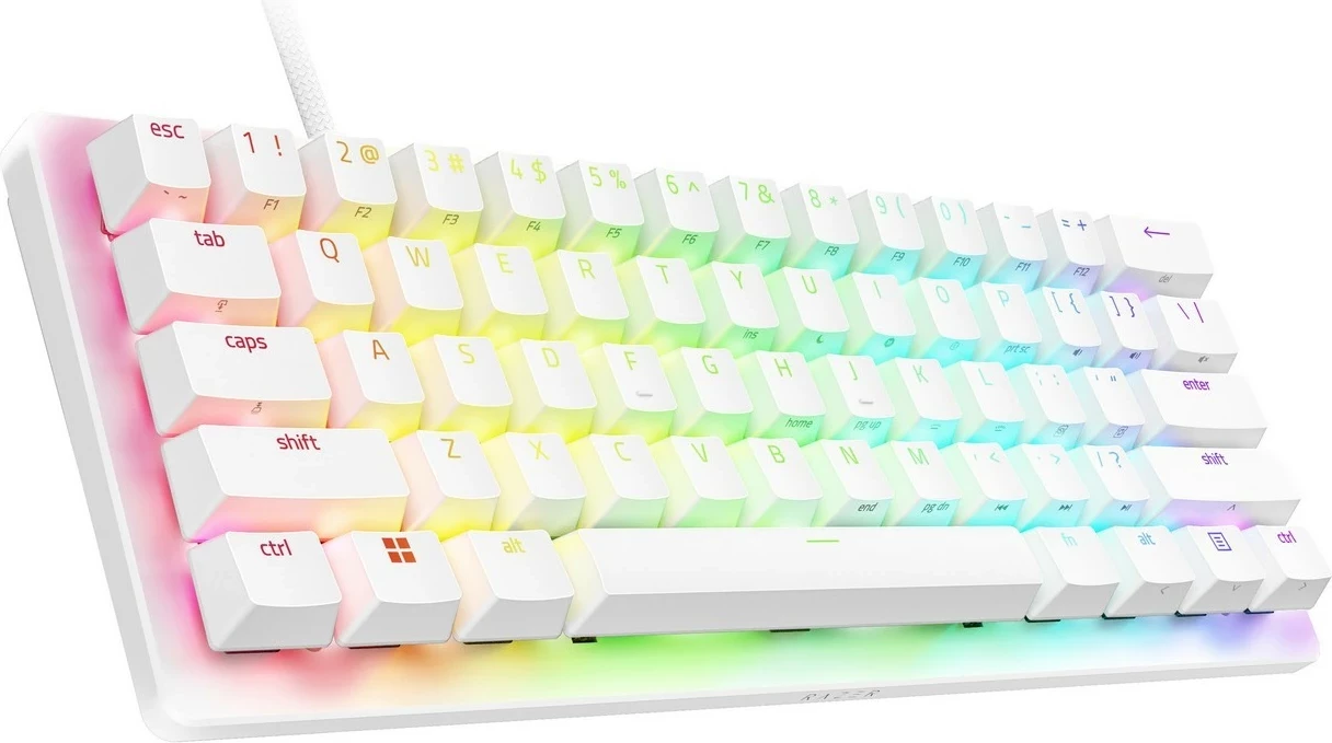 Kompakten 60 % gaming tipkovnica Razer Huntsman V3 Pro Mini, RGB, Razer Analog Optical, bela