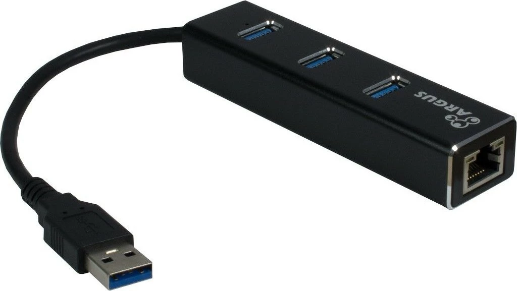 Adapter in USB hub Inter-Tech ARGUS IT-310, 3x USB 3.2, RJ-45, alumin, črn