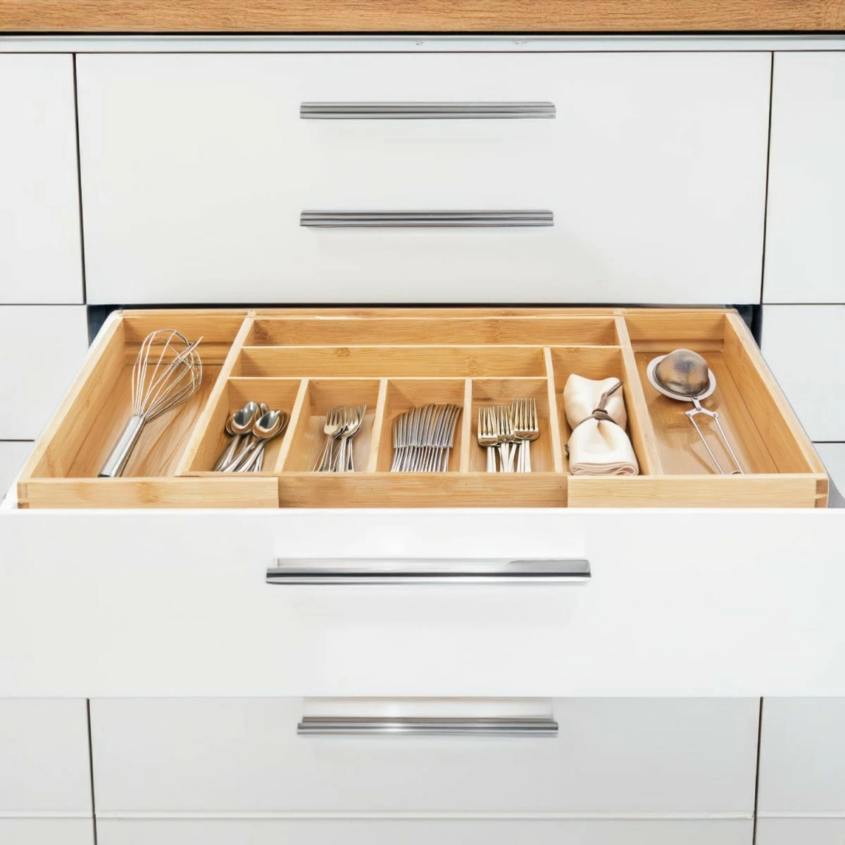 Razširljiv organizator predala iz bambusa GreenBlue GB379, 9 predelkov, barva lesa