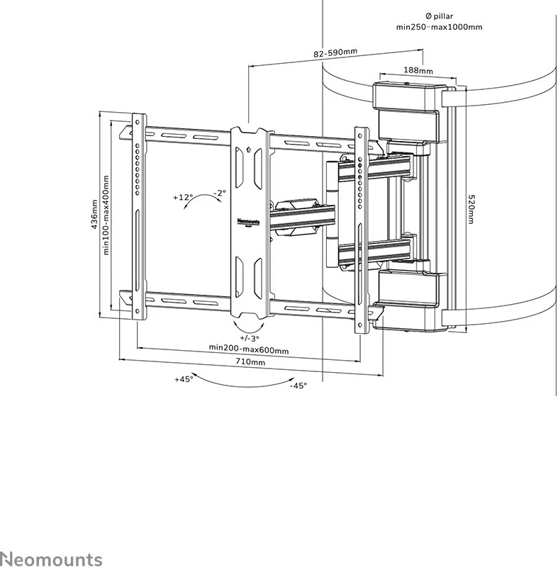 Nosilec za stolp TV Newstar WL40S-910BL16, popoln gibljiv, 40–70", VESA 200x100–600x400, črn Nosilec za stolp TV Newstar WL40S-910BL16, popoln gibljiv, 40–70", VESA 200x100–600x400, črn