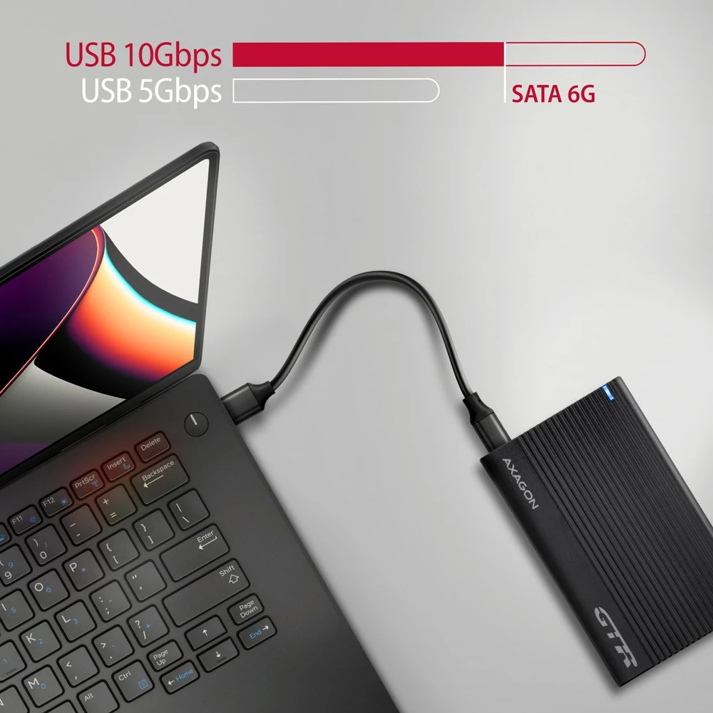 Zunanji računalniško ohišje za SSD/HDD 2,5", USB 3.2 Gen 2, črn AXAGON EE25-GTR Zunanji računalniško ohišje za SSD/HDD 2,5", USB 3.2 Gen 2, črn AXAGON EE25-GTR