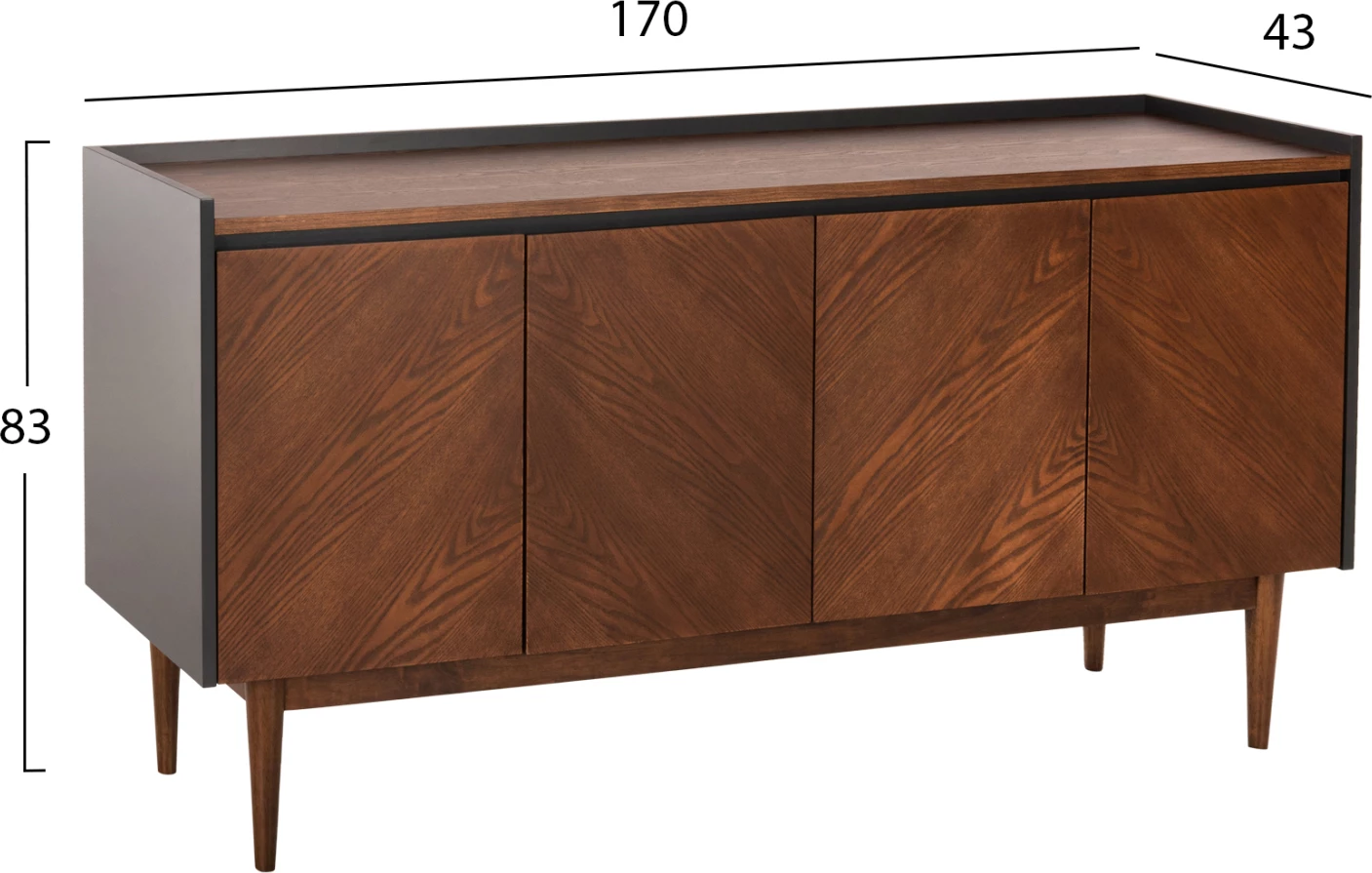Bife BEEN FH9740 MDF v orehovem in temno sivem furnirju 170x43x83H cm