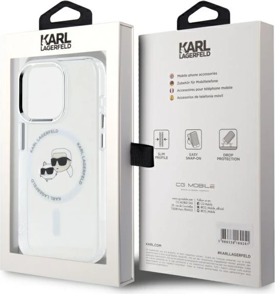 Ovitek IML z motivom Karl & Choupette, MagSafe za iPhone 15 Pro, bel — Karl Lagerfeld