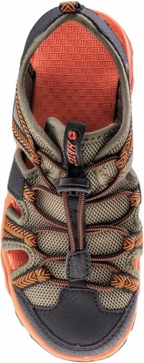 Sandali za fante, črni z zelenimi in oranžnimi detajli Hi-Tec