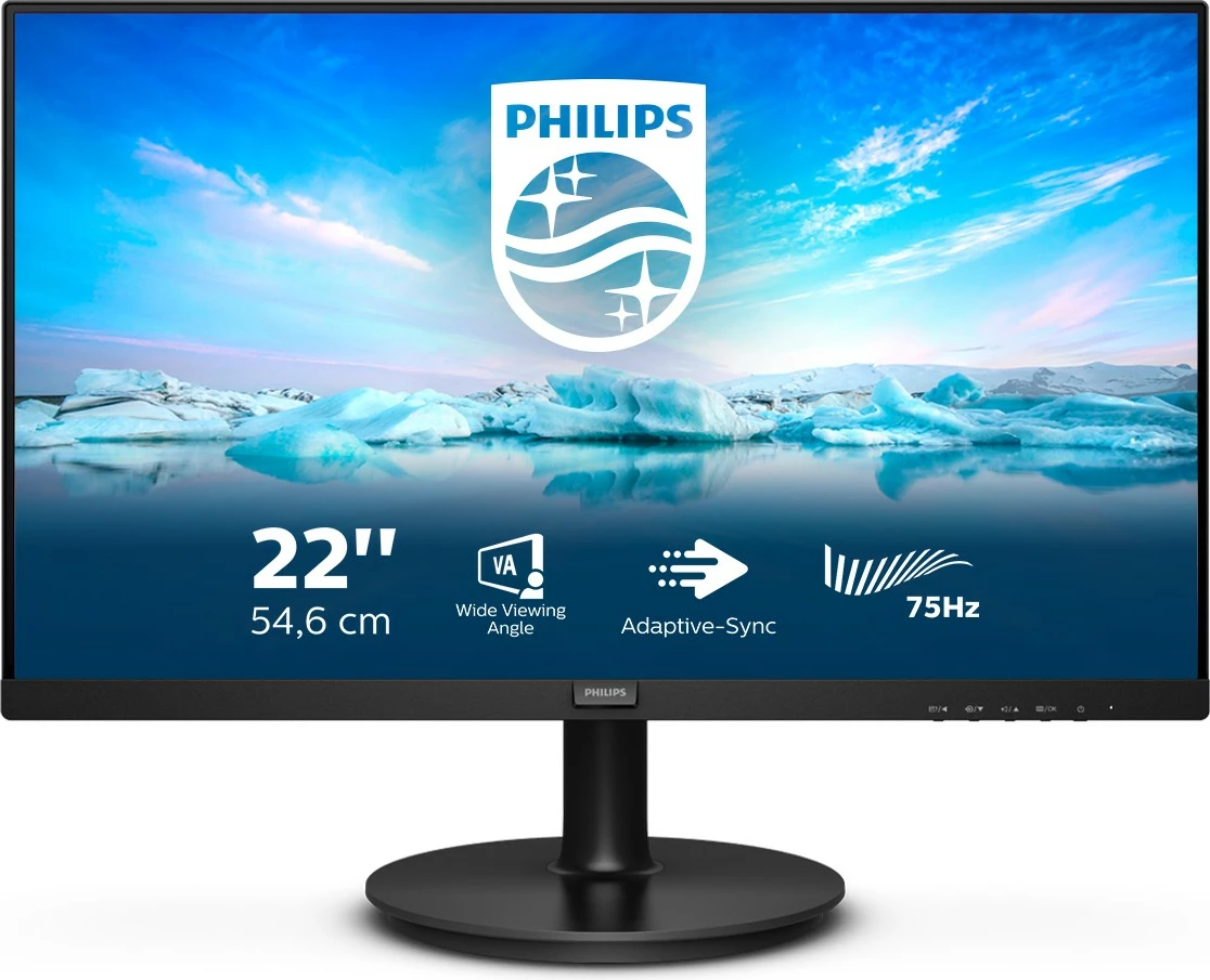 Monitor, 21,5-palčni Full HD LCD, Philips V Line 222V8LA/00, črn Monitor, 21,5-palčni Full HD LCD, Philips V Line 222V8LA/00, črn