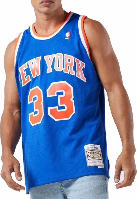 Moška majica NBA Swingman New York Knicks Patrick Ewing, Mitchell & Ness, modra