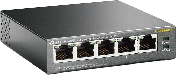 Nepreklopni 5-portni Gigabitni PoE switch TP-Link, 4x PoE, namizni, unmanaged, Gigabit Ethernet (10/100/1000)