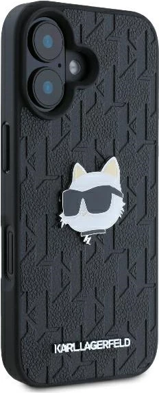 Zaščitni ovitek Monogram Choupette Karl Lagerfeld za iPhone 16, črn
