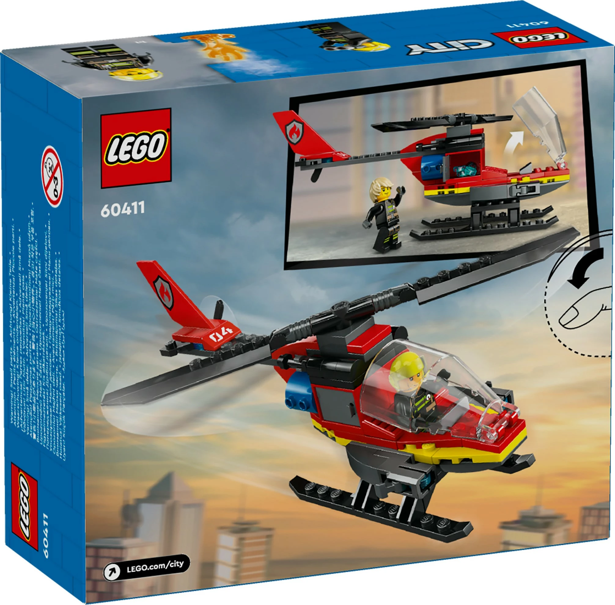 Helikopter za gašenje požara, set za sestavljanje LEGO City 60411, 85 delov, večbarven