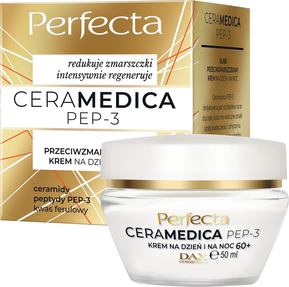 Anti-gubam krema za obraz za ženske Perfecta Ceramedica Pep-3 Strong Day and Night 60+, 50 ml