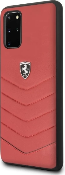 Zaščitna prevleka iz pravega usnja Ferrari Heritage FEHQUHCS67RE za Samsung Galaxy S20+, rdeča