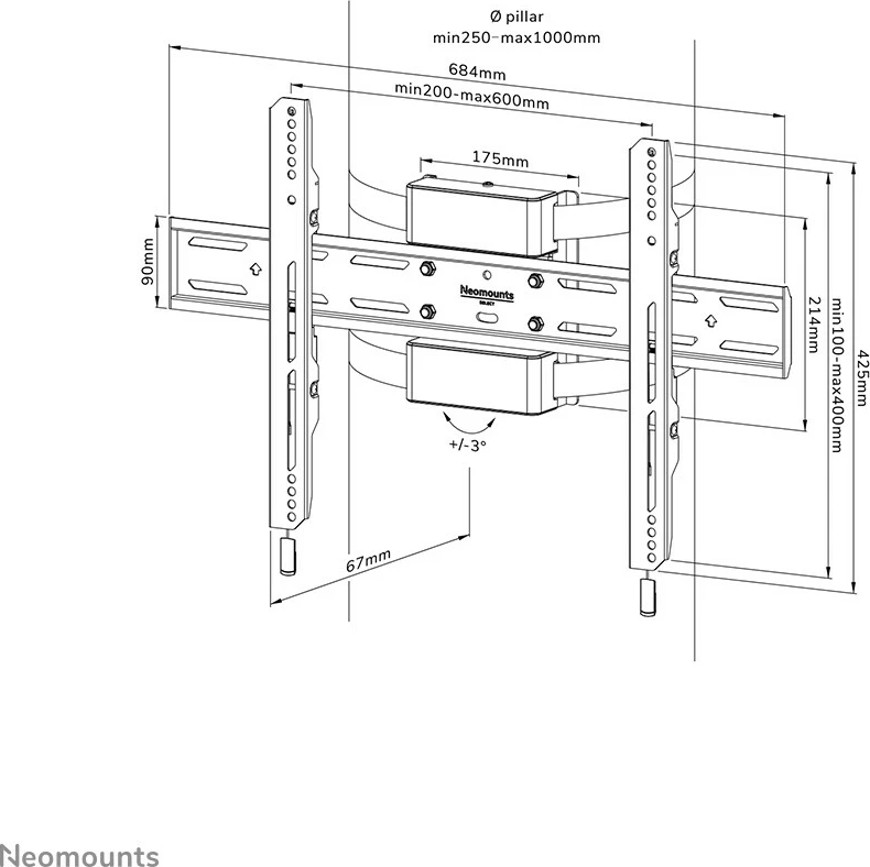Nosilec za TV na stebriček 40–75 in, Neomounts WL30S-910BL16, fiks, črn Nosilec za TV na stebriček 40–75 in, Neomounts WL30S-910BL16, fiks, črn