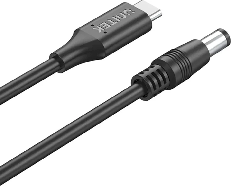 Kabel za polnjenje za prenosnik Unitek, 65W USB-C - DC5,5mm, črn