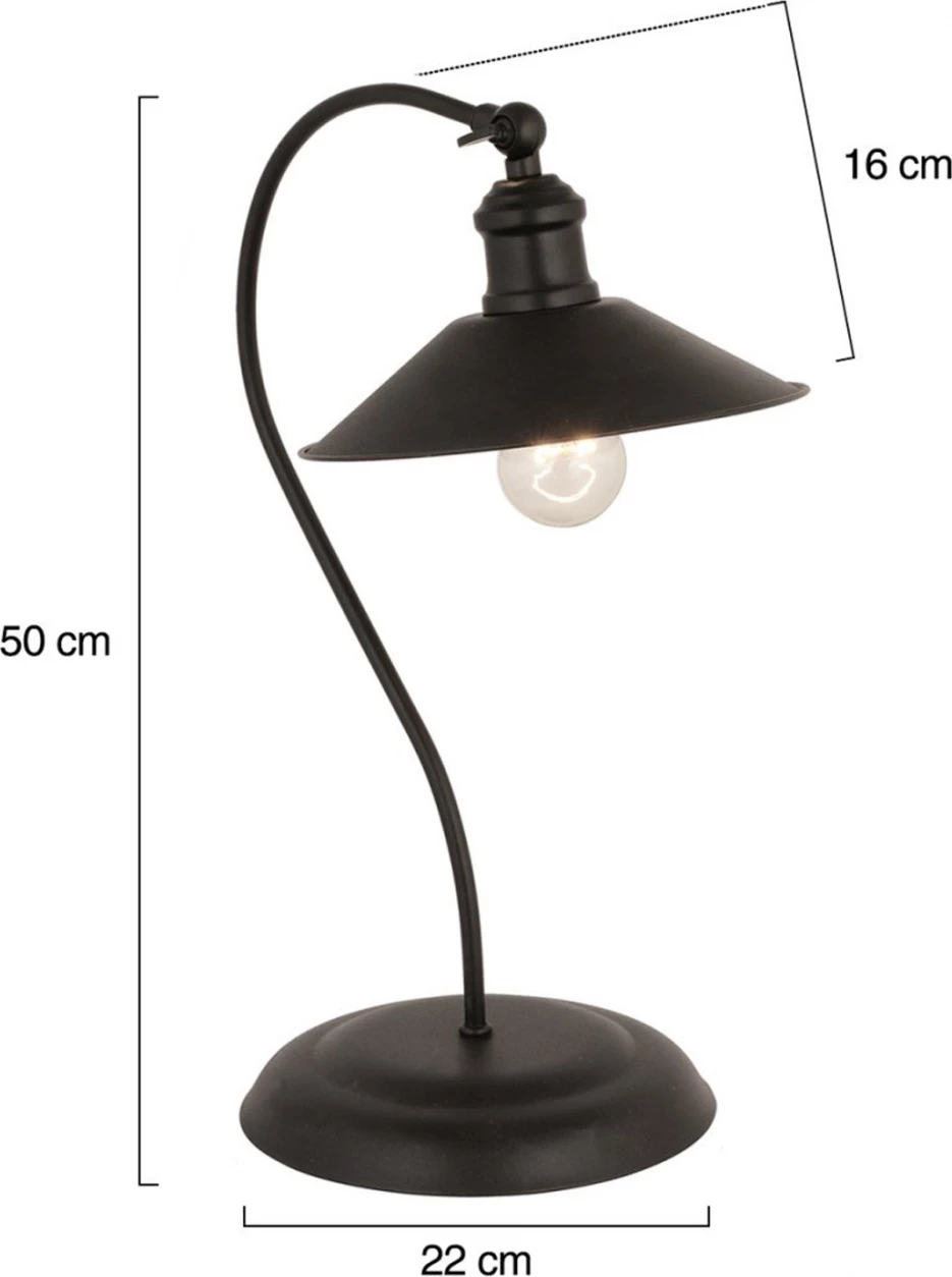 Kovinska namizna svetilka v črni barvi FH7571.01 22x50 cm