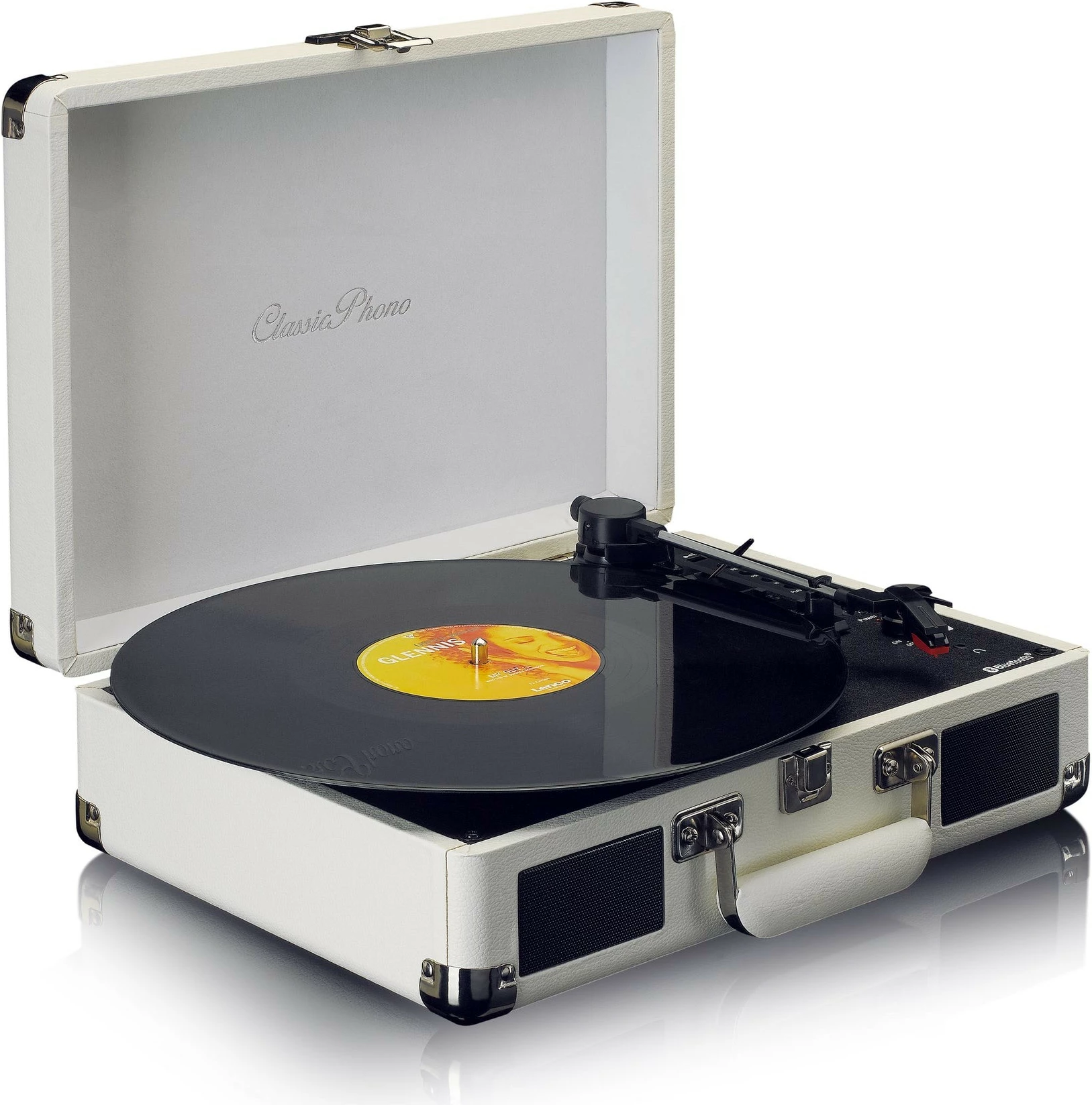 Prenosni gramofon, Bluetooth, 2 zvočnika, USB, krem — Lenco TT-115 Prenosni gramofon, Bluetooth, 2 zvočnika, USB, krem — Lenco TT-115