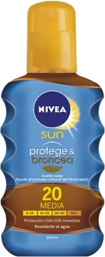 Olje za zaščito pred soncem, aktivira porjavelost NIVEA Sun Protect & Bronze SPF20, 200 ml