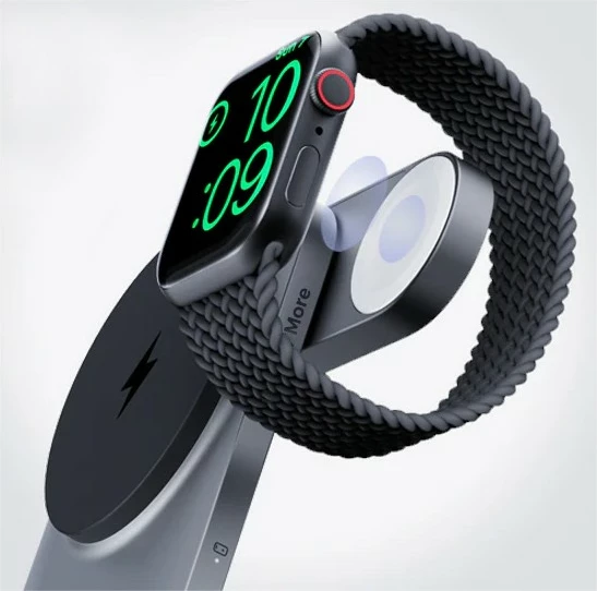 Brezžični 3-v-1 polnilec AUKEY LC-MC312 MagSafe Qi2, 15W + PD 30W, siv, s torbico za prenašanje