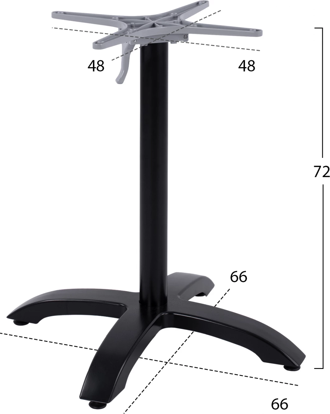 Zložljiva aluminijasta osnova FH469.01 črna mat 66x66x72 s križem 48x48cm