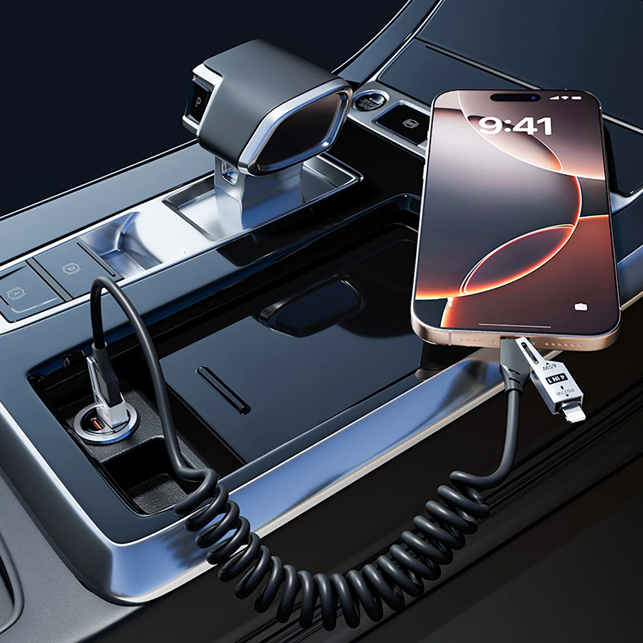 Kabel 4-v-1, 1,5 m, 65W, USB-A/USB-C na Lightning/USB-C Dudao L20 Pro, črn