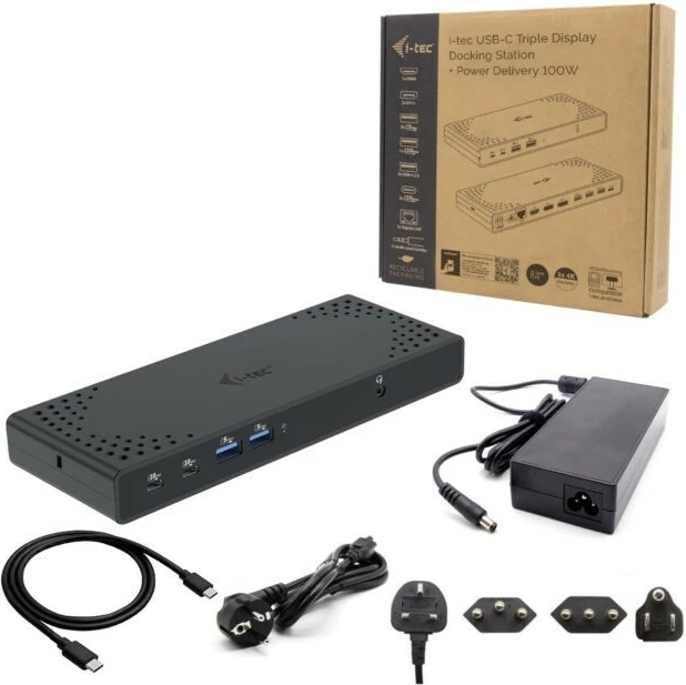 Docking station s tremi zasloni i-tec C31TRIPLE4KDOCKPD, Power Delivery 100W, črn
