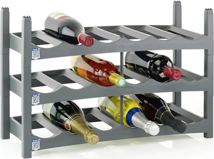 Stojalo za vino Rotho VARIO za mizo, 6 steklenic, sivo