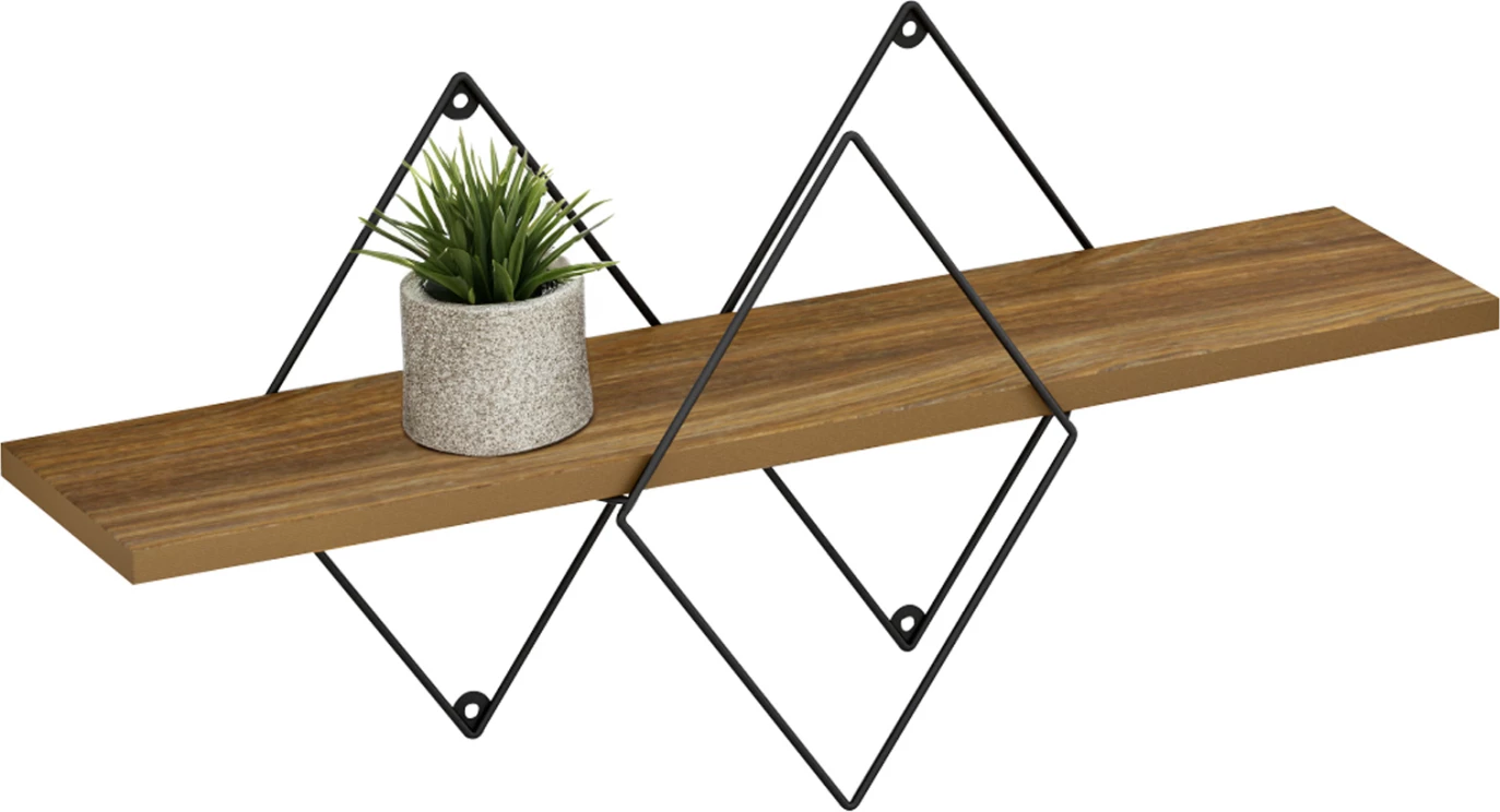 Stenska polica CHANTRIA FH8934.11 melamin v barvi hrasta-kovina v črni 60x14x36Hcm