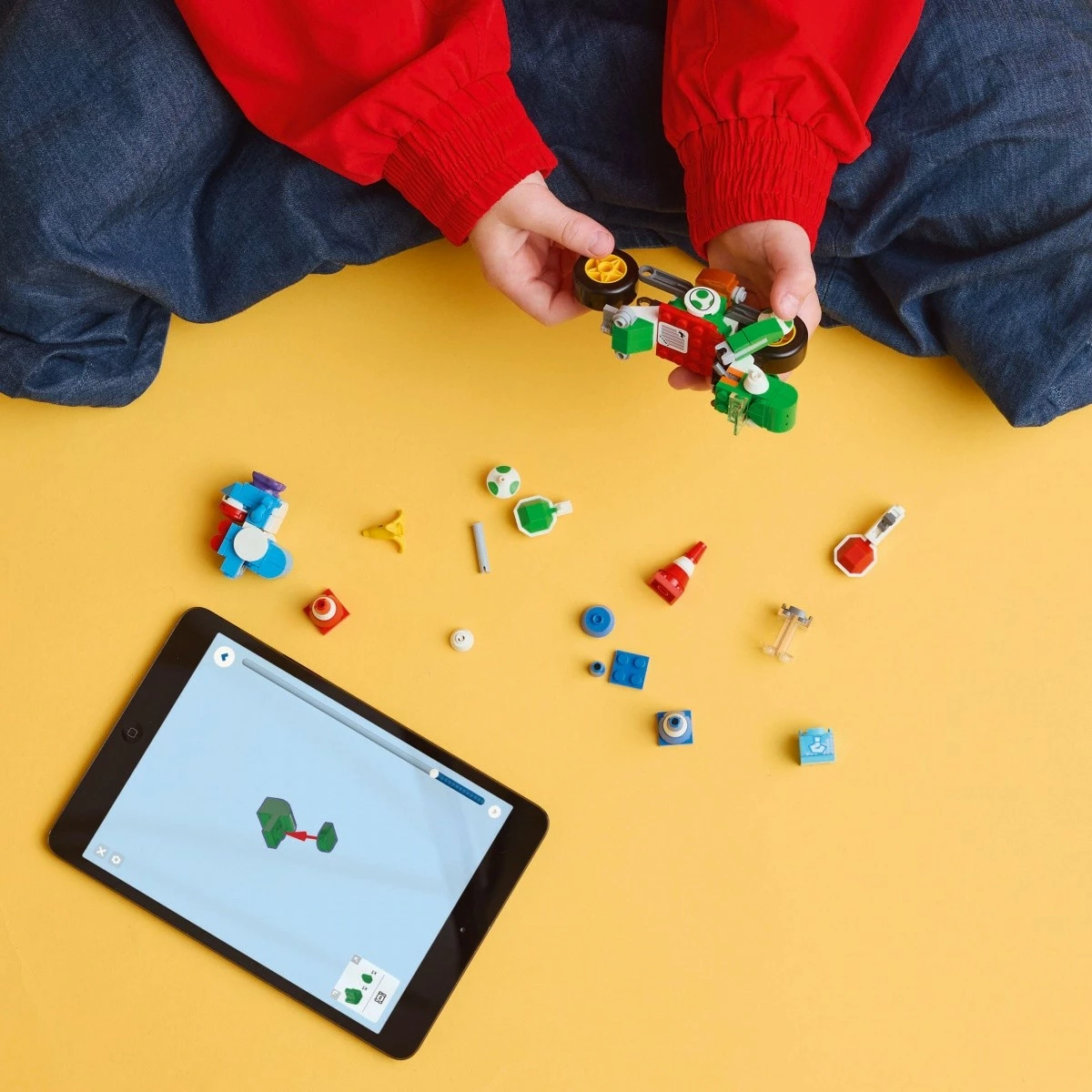 Set za sestavljanje Super Mario Mario Kart Yoshi Bike, LEGO 72031, 133 delov, svetlomodri Yoshi