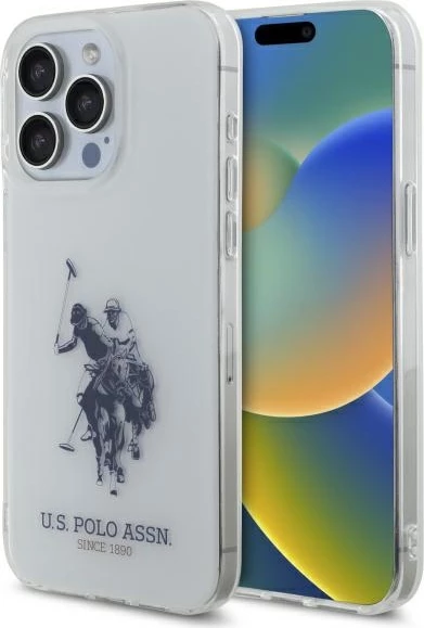 Ovitek za iPhone 15 Pro Max 6,7", bel z velikim sijočim logotipom, U.S. Polo Assn. USHCP15XTPUHRBH