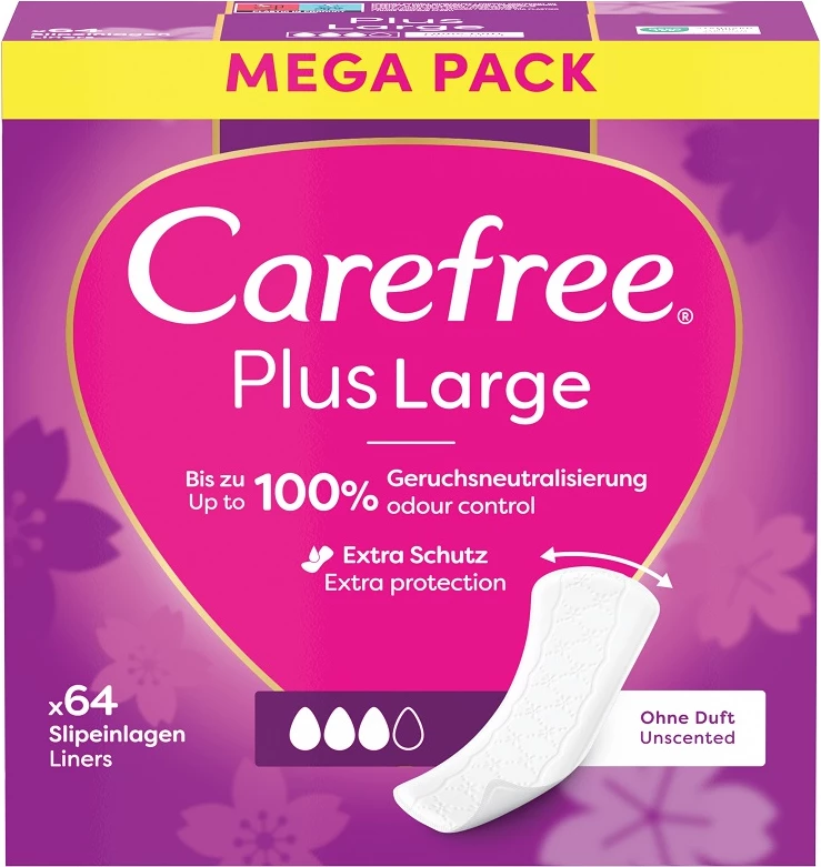 Higienični tamponi Carefree Plus Larger Light Scent, 64 kosov
