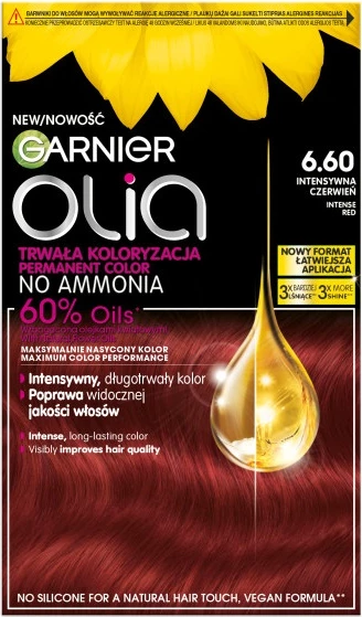Barva za lase intenzivno rdeča 6.60 za ženske, Garnier Olia, 1 kos