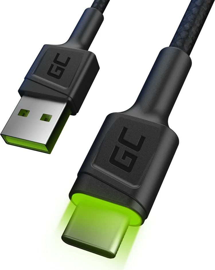 USB kabel 2 m, USB A na USB C, črn, Green Cell KABGC13
