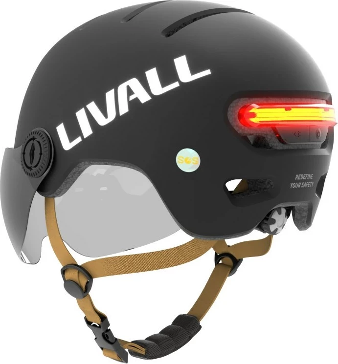 Kolesarska čelada z LED/SOS, Livall L23, 54-58 cm, črna