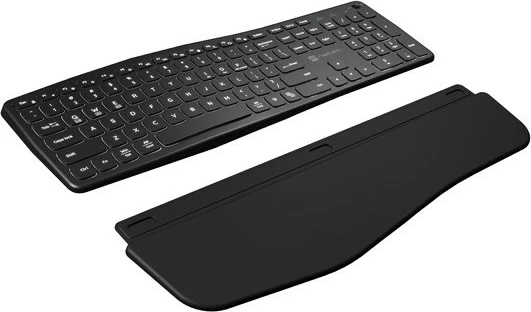 Ergonomska brezžična tipkovnica z osvetlitvijo Natec Porifera NKL-1995, Bluetooth + 2.4GHz, črna