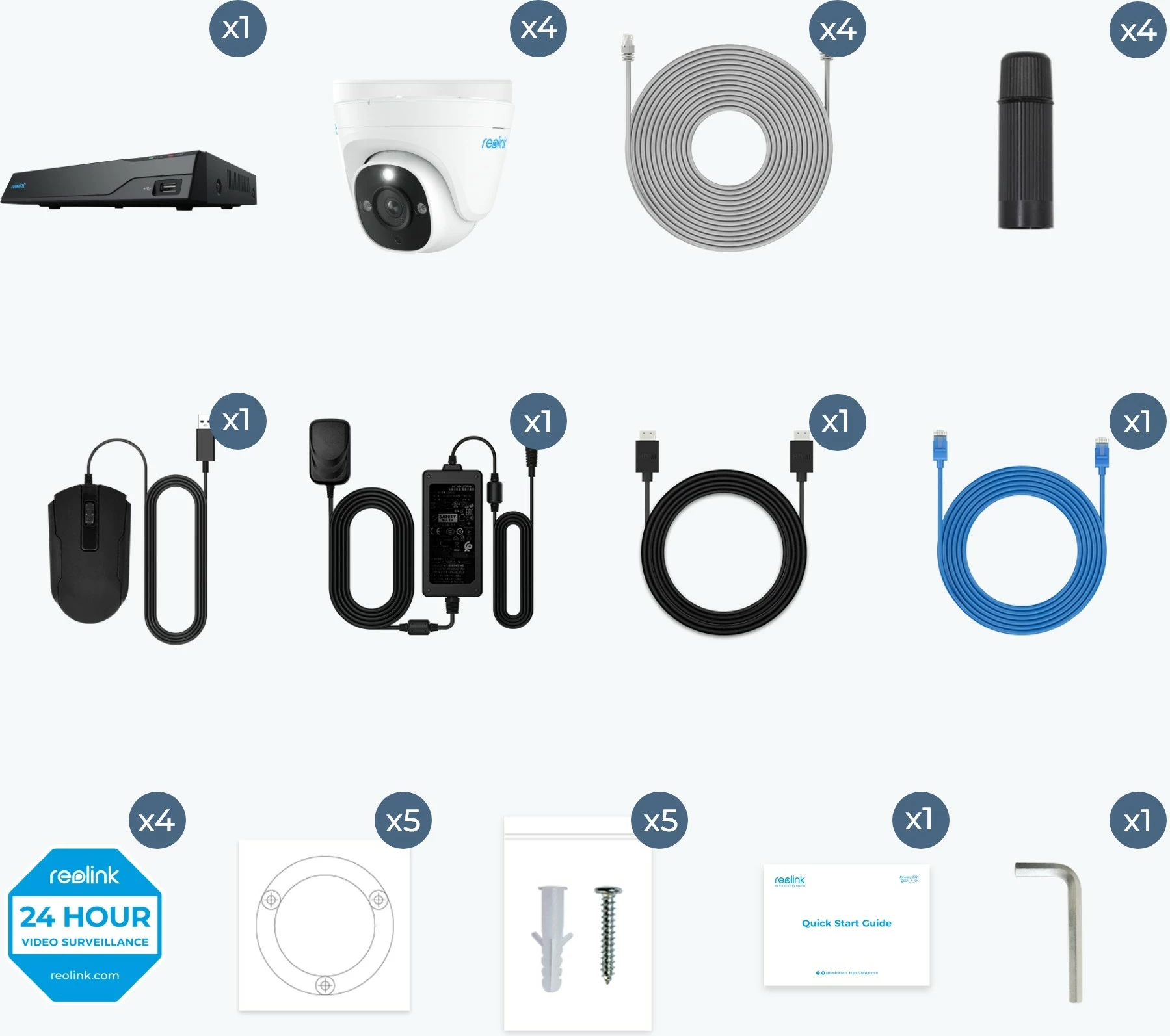 Varnostni sistem Reolink NVS8-8MD4, 4K UHD, 8 kanalov, nočni vid 30 m, pametno zaznavanje, povezan, dome, RJ-45, notranji/zunanji, 700 lm, 6500 K