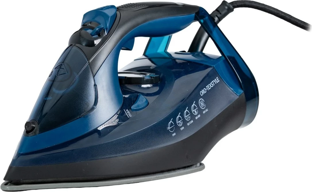 Hekalnik 3200 W, suho in parno likanje, Durilium AirGlide Autoclean, črn/moder Oromed ORO-TEXSTYLE