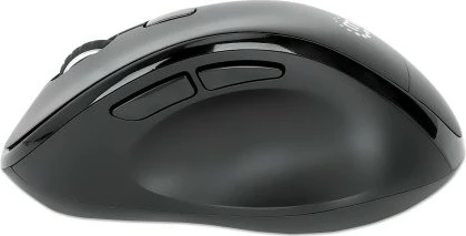 Ergonomični brezžični miška MANHATTAN, 6 gumbov, USB-A/C, črna