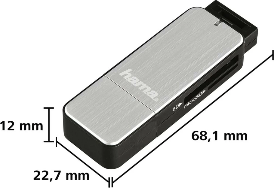 Bralnik kartic Hama 123900 SD/microSD USB 3.0, srebrno-črn