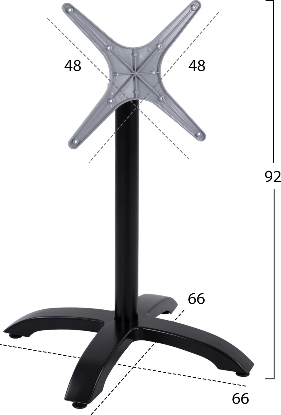 Zložljiva aluminijasta osnova FH469.01 črna mat 66x66x72 s križem 48x48cm