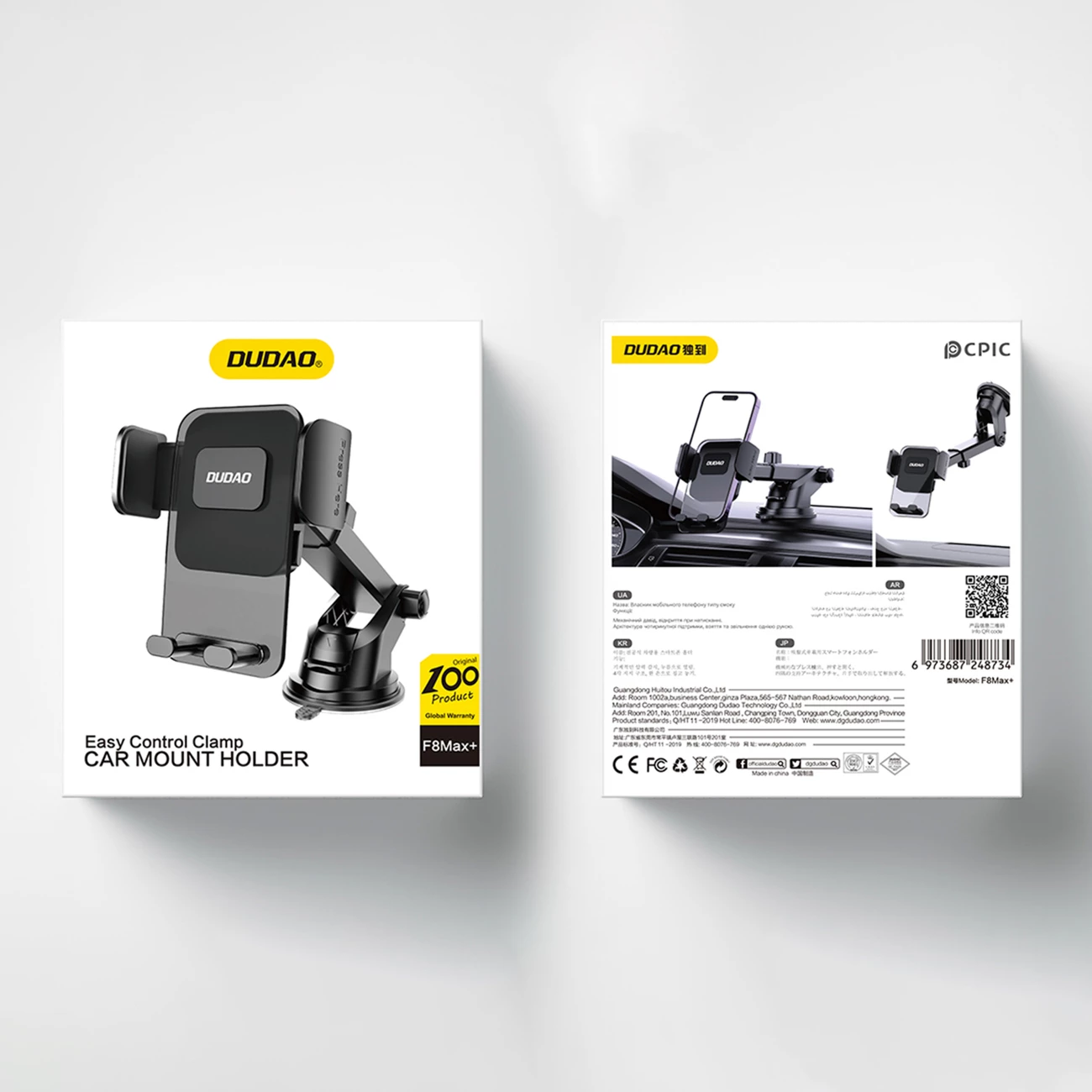 Držalo za telefon za avto Dudao F8Max+, črno, za armaturo ali vetrobransko steklo