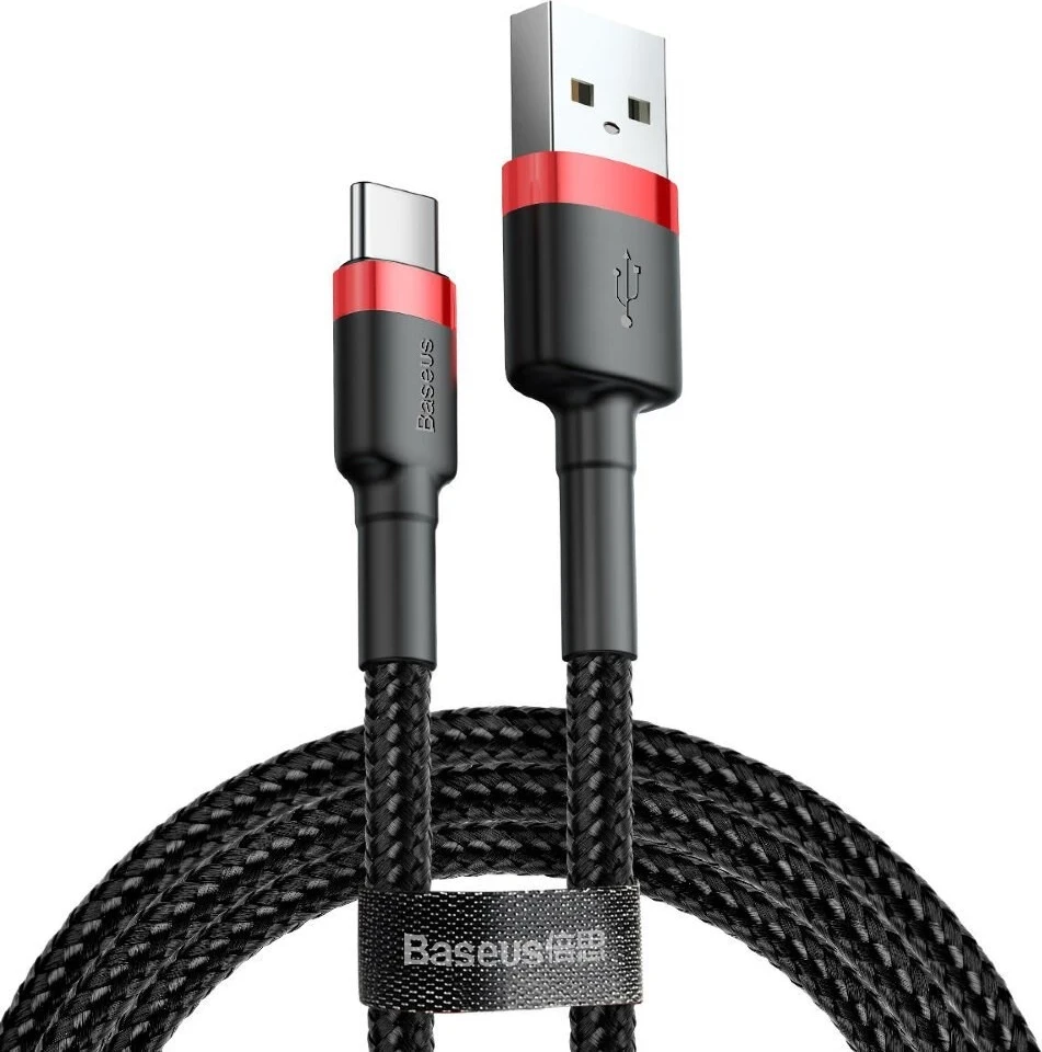 USB kabel, 2 m, USB A na USB C, črn in rdeč Baseus Cafule