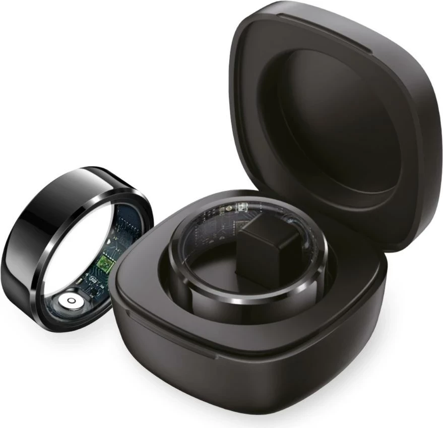 Pametni prstan Techmade TM-NEXA-BK8, 17.7 mm, črn s polnilno škatlico