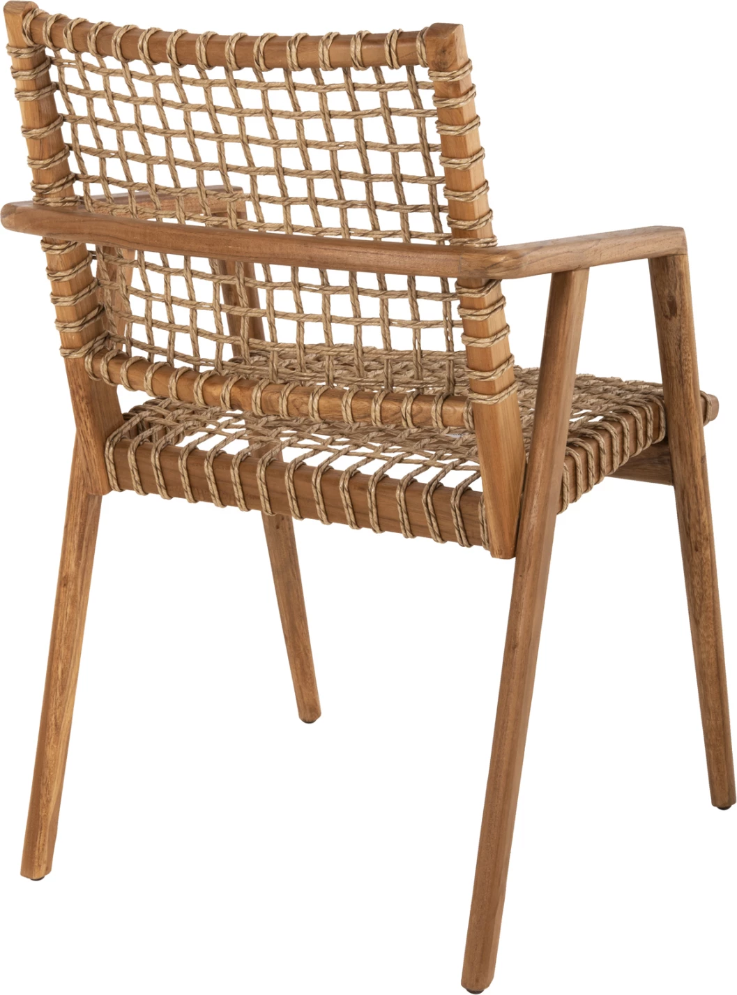 VAYA naslanjač iz tikovine in sintetične vrvi v naravni barvi 54x59x84Hcm