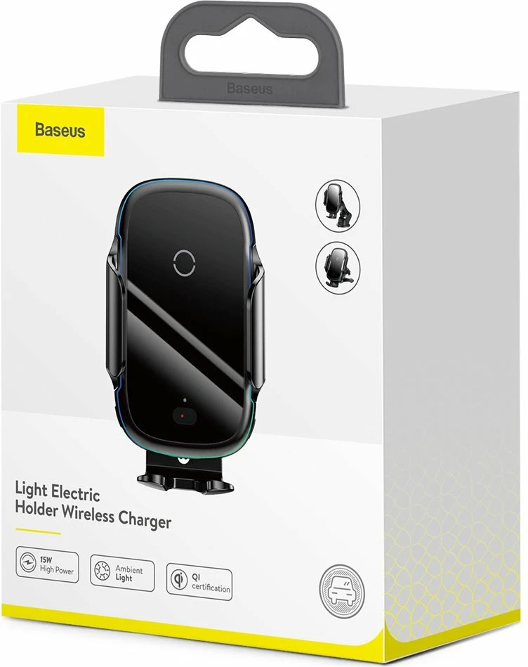 Električno avtomobilsko držalo z brezžičnim Qi polnjenjem 15W, črno Baseus WXHW03-01