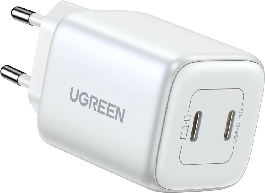 Hitri polnilnik 45W, 2x USB Type-C, bel — Ugreen 15327 Hitri polnilnik 45W, 2x USB Type-C, bel — Ugreen 15327