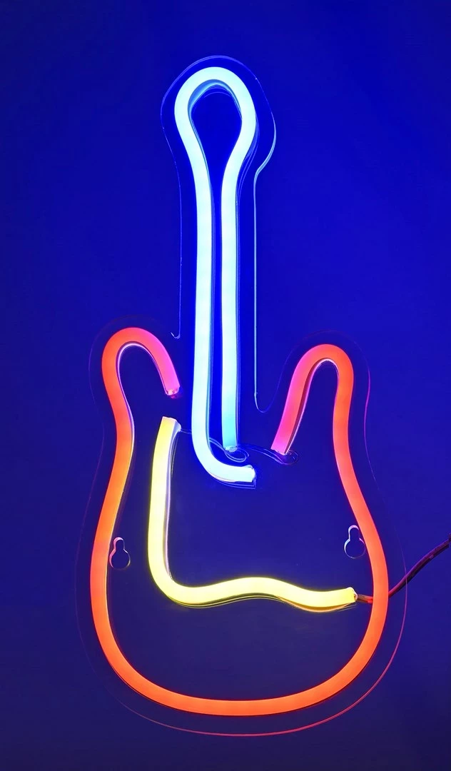 LED dekoracija v obliki kitare, Actis Neon Guitar, večbarvna