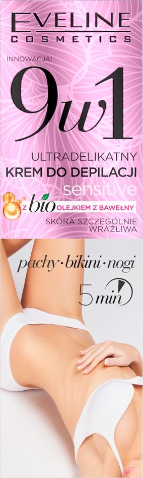 Depilacijski krem za občutljivo kožo 9w1 Sensitive Ultra Delicate, Eveline Cosmetics, 125 ml