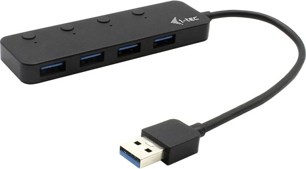 USB razdelilec z 4 vrati, USB 3.0, kovinski, črn — I-Tec